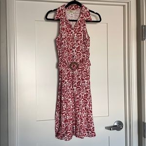 Red and White Short ALine Sleeveless Dress Size 10